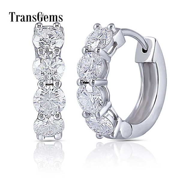

transgems 10k white gold 2ctw 4mm gh colorless moissanite earrings for women wedding jewelry anniversary gifts y200620, Golden;silver