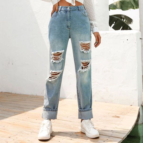 

selling woman fashion hole trousers trendy jeans pant for women