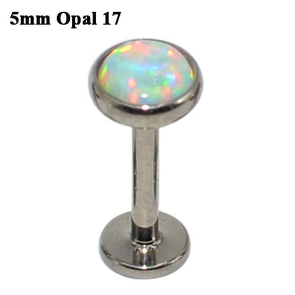 

1pc g23 titanium internal thread opal stone labret monroe lip stud ring opal ear cartilage tragus helix earring piercing jewelry q jllrwv, Silver