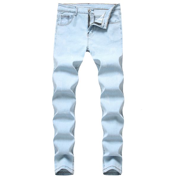 

2019 blue youth slim casual men's jeans trend