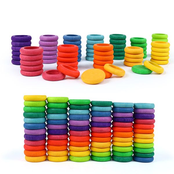 

rainbow stacked stone wooden rainbow blocks loose parts toy mushrooms honeycomb droplets tree cones cones building blocks 1019