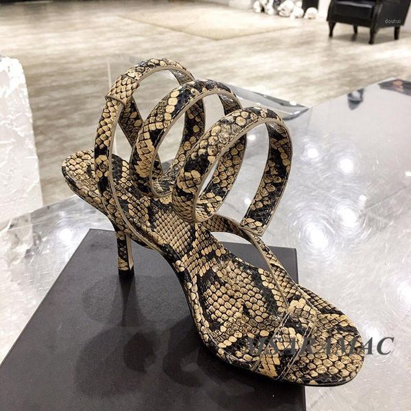 

dress shoes leather sole bohemian sandals summer beach snake pattern ankle waisted high heel thong sandals1, Black