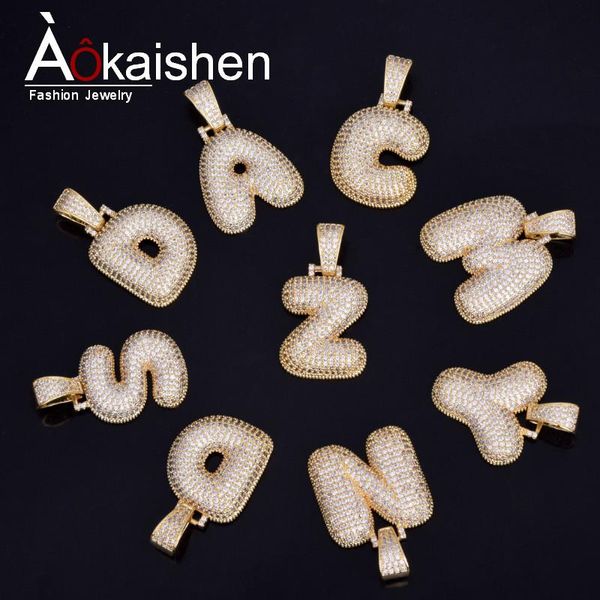 

initials bubble letters pendant necklace hip hop jewelry cuban chain, Silver