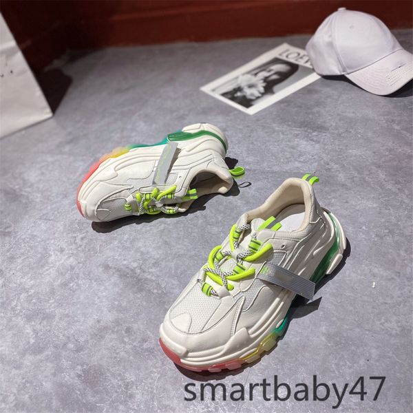 

fashion paris sneakers casual shoes dad shoes for mens women beige sports tennis platform runnner rainbow jelly bottom shoes, Black