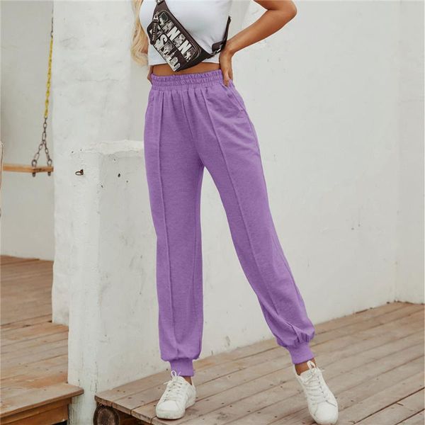 

2021 new fashion long pants ladies jeggings casual loose high waist trousers casual women hip hop solid pants 6 colors, Black;white