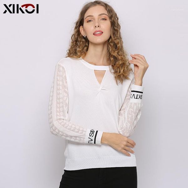

women's blouses & shirts xikoi 2021 spring women blouse solid color casual office basic shirt lace sleeves blusas with long sleeves1, White
