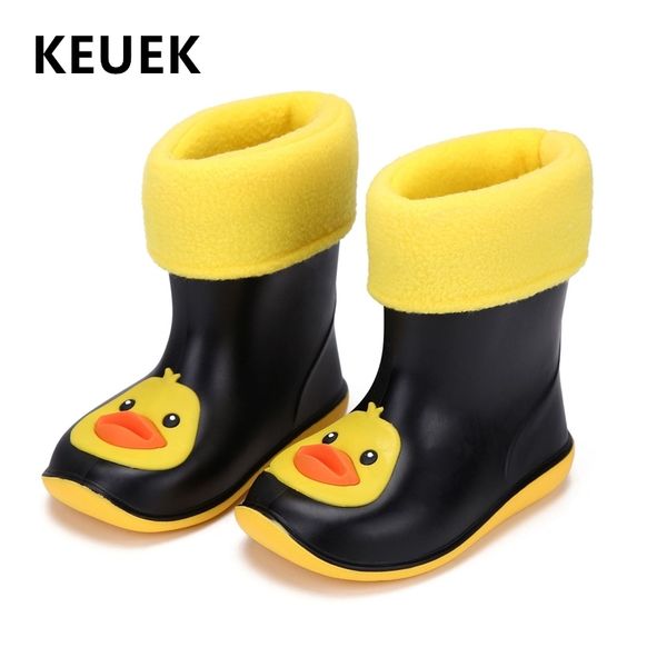

new kids rain shoes fashion children boots pvc rubber boy baby cartoon shoes girl waterproof rain boots warm plush snow boots 3b y200104, Black;grey