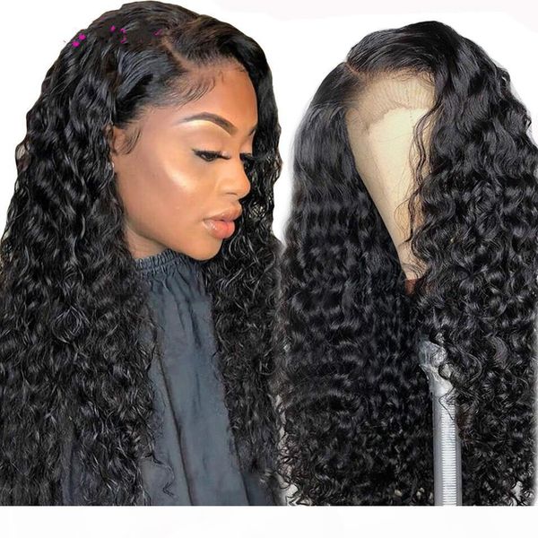 

deep wave 13x6 13x4 lace front human hair wigs for black women prepluck glueless brazilian curly 5x5hd lace closure wig, Black;brown