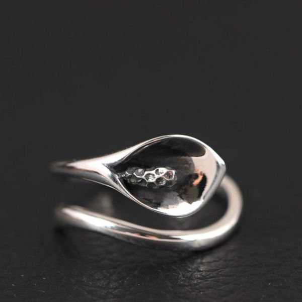 Gioielli in argento sterling 925 Calla Lily Flowers Anelli aperti per le donne Accessori per donna stile vintage di alta qualità Bague Femme 201112