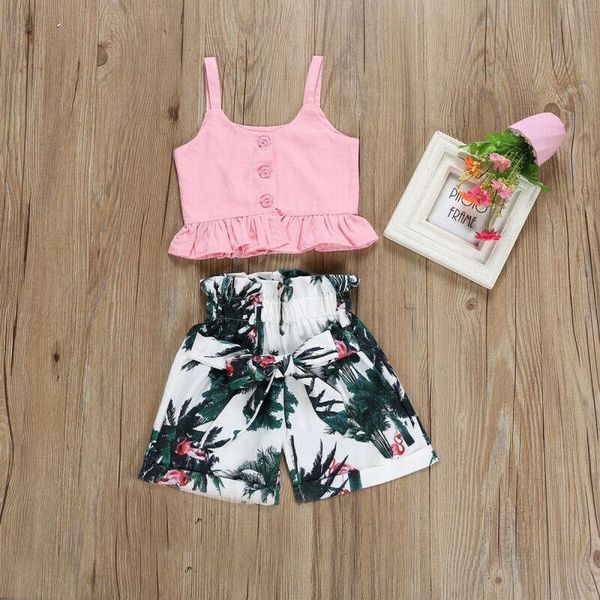 

clothing sets cute flamingo toddler baby girls vest crop short pants outfits clothes, White