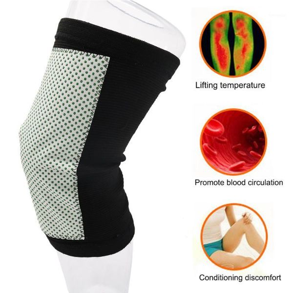 

1 pair non-slip knee pads winter joint keep warm self-heating elastic knit knee support basketball kneelet heating sports safety1, Black;gray
