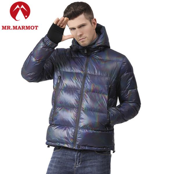 

2021 winter new 90% white duck men's down et fashion colorful hooded windproof short coat, Black
