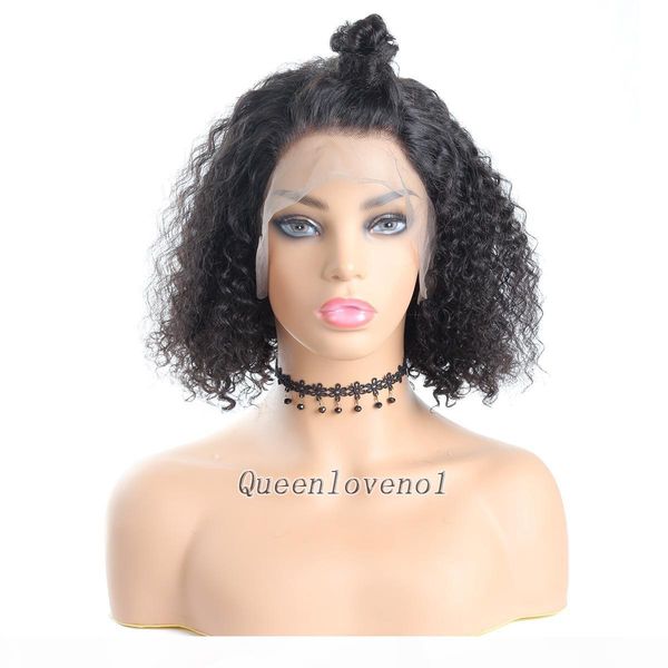 

brazilian hair deep curly bob wigs fashion deep wave curly human hair short wig lace front wigs for black women brazilian human hair wigs, Black;brown