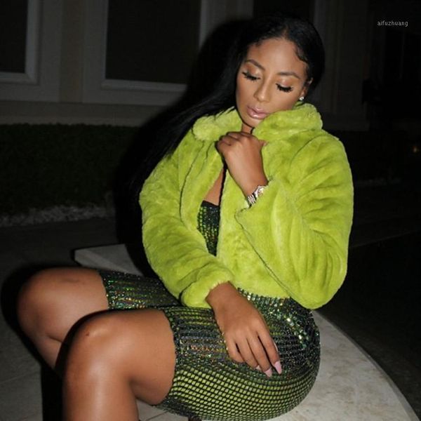 

short solid plush cardigan slimming fake fur coat autumn jacket outerwear women's winter plush women turn-down collar1, Black