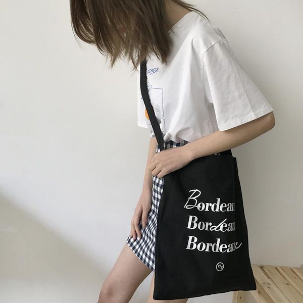 

shoulder bags women's canvas bag ladies casual handbag totes reusable large capacity cotton shopping simple female beach