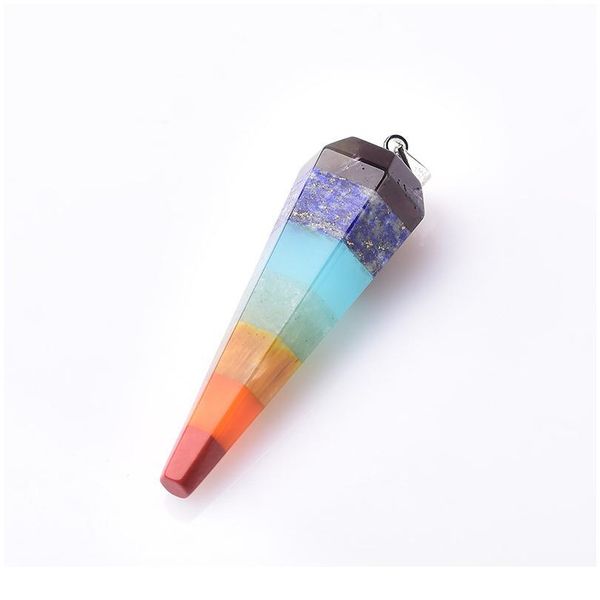 

natural crystal pendant colourful necklace hexagonal pendulum seven chakras wicca mineral jewelry healing stone souve jllycc, Black