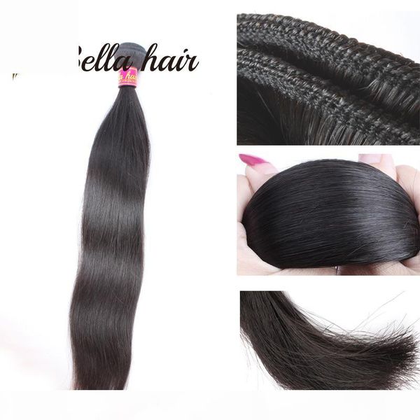

bella hair 11a brazilian virgin human hair bundles straight hair extensions unprocessed 1pc virgin hair weave can dyed to 613, Black