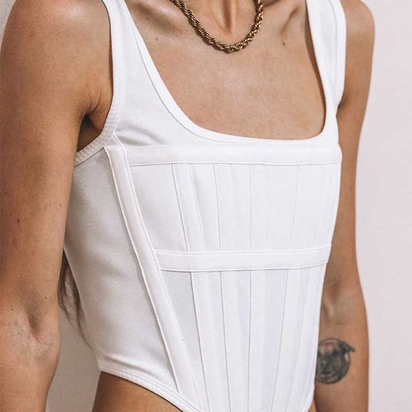 

women crop corset vest+asymmetrical camis, White