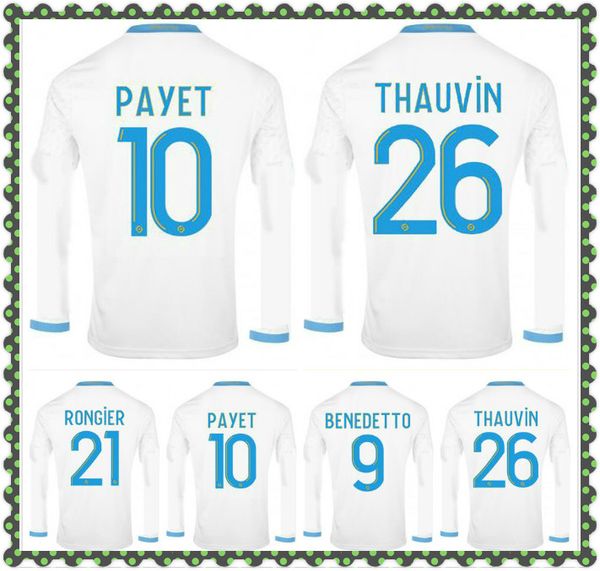 

new 2020 2021 marseille long sleeve soccer jerseys thauvin .gustavo payet benedetto marseille home 20 21 football full shirt, Black;yellow