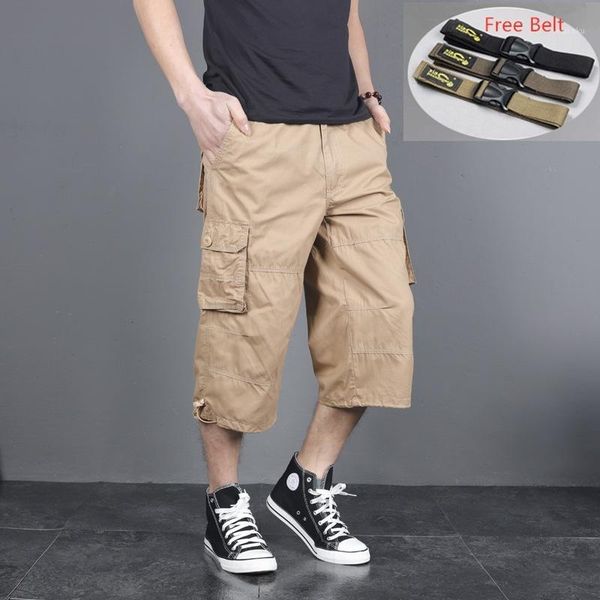 

style summer men baggy cargo cotton knee length pant casual trouser male large loose big size khaki xxl 3xl 4xl 5xl1, White;black
