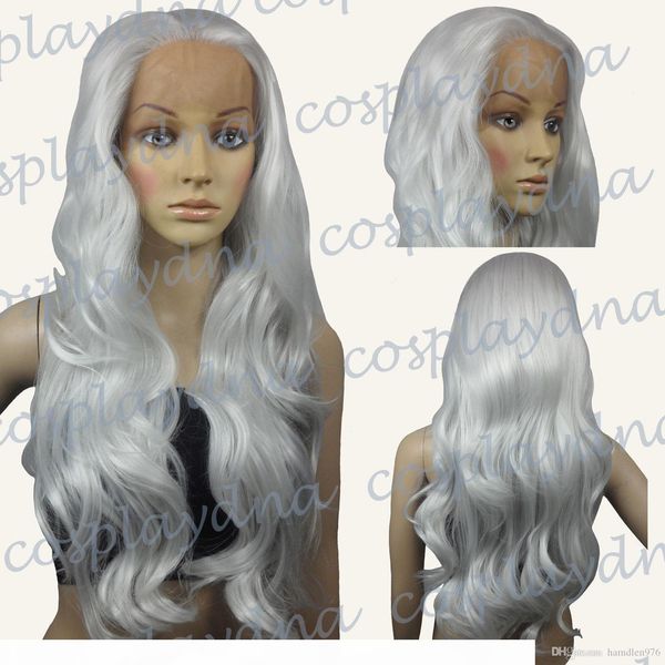 

gt;&gt;&gt; heat resistant lace front silvery white curly long cosplay full wigs, Black;brown