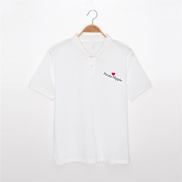 

new love embroidered tees women short sleeve turn down collar button simple cotton shirts tshirts casual vintage t-shirts 2021 exy0, White