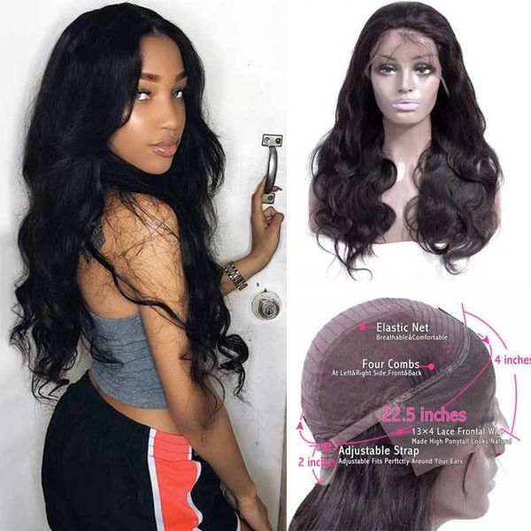 

2021 new curly hair lace front wig transparent high-definition high-density 13x4 brazilian body wave wig can be styled, Black;brown