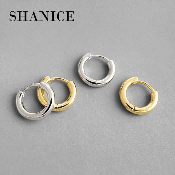 

hoop & huggie shanice 100% 925 sterling silver ins minimalist geometric circle thick tube earrings for women earring, Golden;silver