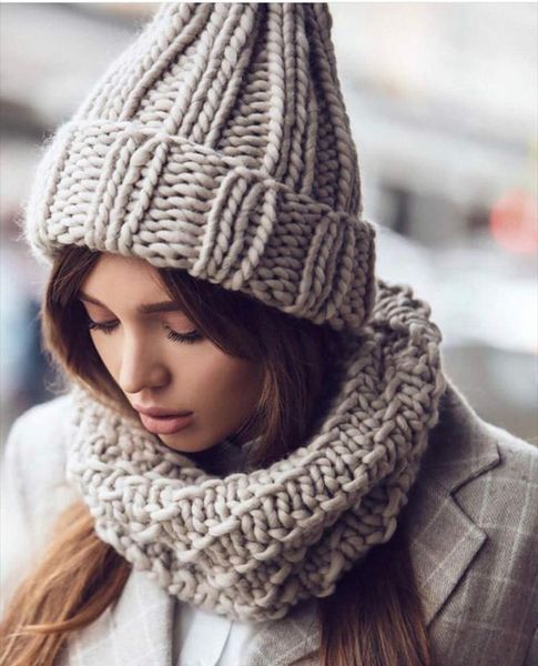 

beanie/skull caps hirigin fashion european women hat 2021 winter hats for beanie pure-color curled coarse wool cap warming knitted beanies, Blue;gray