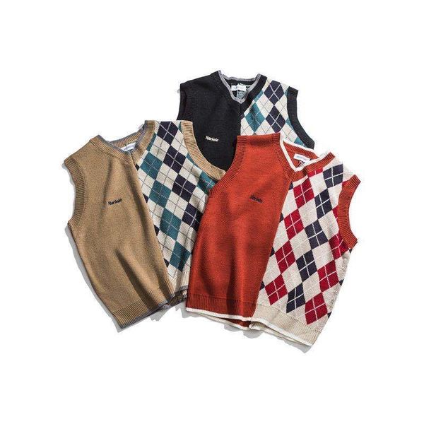 

2021 new colete camisola casal solto para nova tendncia malhas de outono masculino r175, White;black