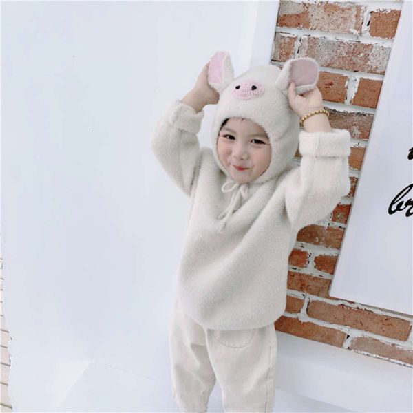 

cartoon day autumn children's winter 2020 frog chicken pig mink cashmere sweater 7ud0, Blue