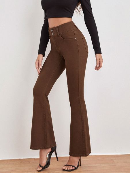 

high waisted flare leg jeans y1cf#, Blue
