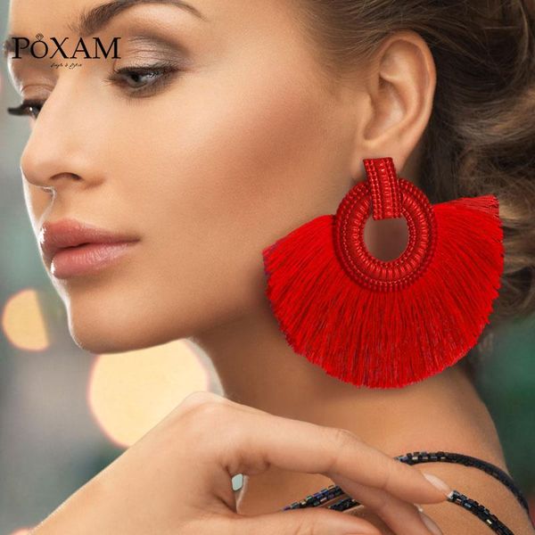

dangle & chandelier vintage boho red tassel crystal big drop earrings for women wedding feast statement fringe 2021 fashion woman jewelry, Silver