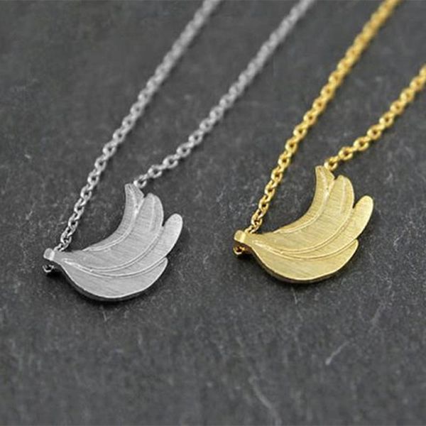 

fruit pendant women's necklace golden banana charms design necklace choker girl gift jewelry collar mujer, Silver