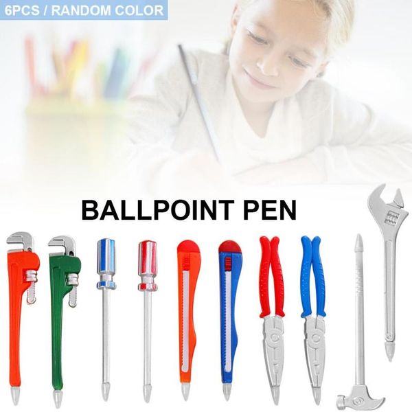 

6pcs ballpoint pen individual office supplies signature pen student stationery water-based random color, Blue;orange