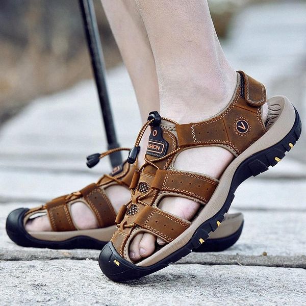 

men summer casual leisure sandals outdoor lightweight open-toe breathable sandals shoes sandalias hombre big size 48 #p88t, Black
