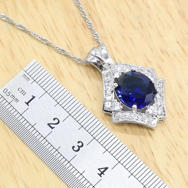 

925 silver jewelry sets for women wedding blue sapphire bracelet earrings necklace pendant open ring bridal bridal birthday gift