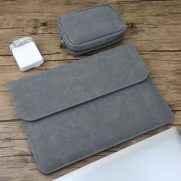 

matte magnetic buckle pu lapsleeve bag for xiaomi macbook pro 13 case air 11 12 new 15 16 touch/ id bar women men cover 201006