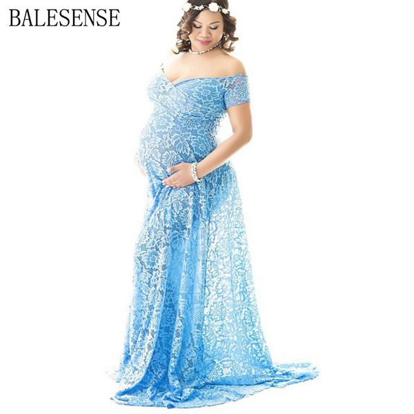 

maternity lace dresses p shoot pregnant women v neck maxi gown dress pregnancy baby shower pgraphy props clothes lj201120, White