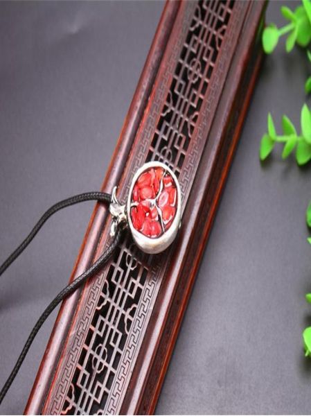 

red pomegranate flower garnet necklace pendant ethnic style long sweater chain vintage necklace jewelry red pomegranate sqcuuv new_dhbest, Silver
