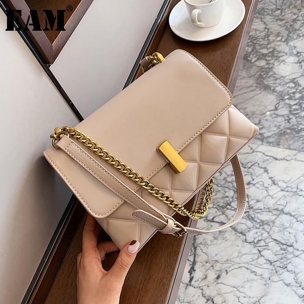 

shoulder bags [eam] women luxury chains argyle pu leather flap personality all-match crossbody bag fashion tide 2021 18a1224