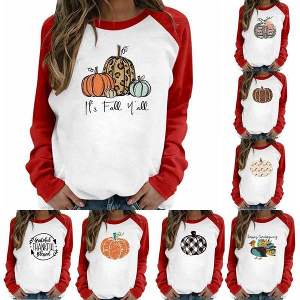 

2020 women's blouse thanksgiving day winter o-neck long sleeve printed tee shirt blouse womenwomen's clothing fem1, White