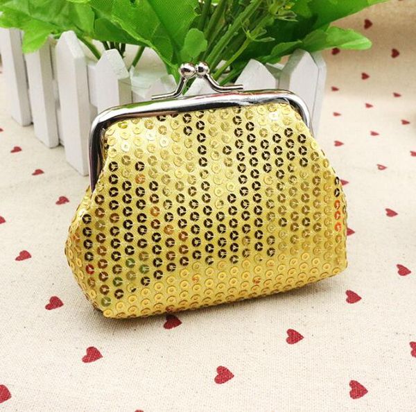 

dhl200pcs women polyester paillette hasp short coin purses mix color min wallet credit card holder, Red;black