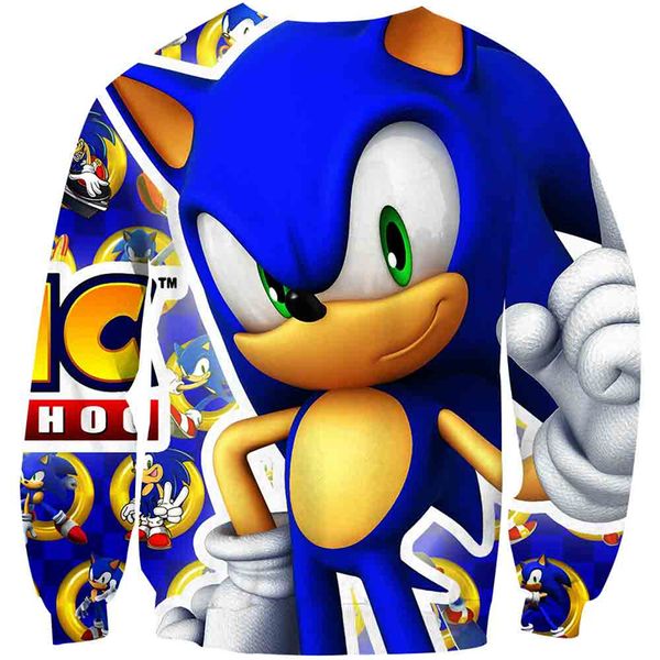 

sonic figures serie 3d printing mens and womens long-sleeved sweatshirt anime sonic shadow tails character children o-neck hoo, Black