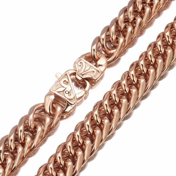 

granny chic 7-40" 14/16mm 316l stainless steel rose gold color curb cuban link chains mens womens necklace or bracelet jewelry, Silver