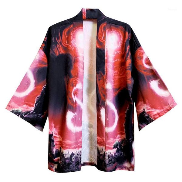 

men yukata women shirt japanese kimono traditional couple kimonos harajuku cardigan beach loose thin shirt sun-protective shirts1, White;black