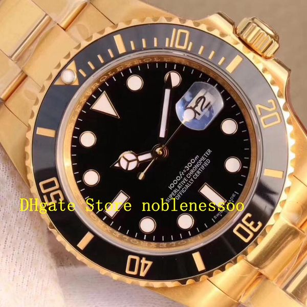 

2 color mens 40mm 116618ln 18k yellow gold watch black dial face 116618 116618lb n factory 904l steel 2813 automatic movement watches, Slivery;brown