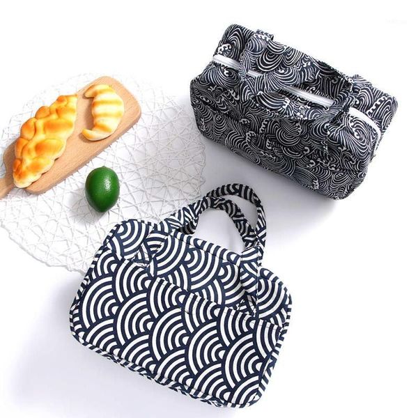 

portable lunch bag stripe thermal insulated lunch box tote cooler organizer bag container school storage bags1