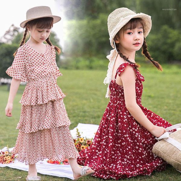 

girl's dresses teen kids for girls clothes 2021 summer floral bohemia beach dress children's princess outfits 10 12 14 years1, Red;yellow
