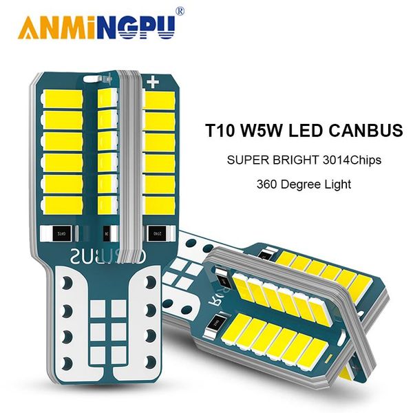 

anmingpu signal lamp t10 w5w led canbus 48smd 3014chips led w5w 501 clearance light reading lights interior lights white 12v